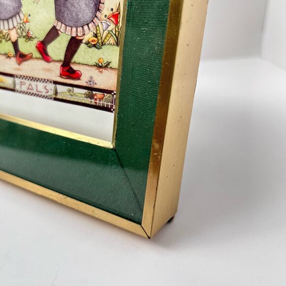 Mary Engelbreit PALS Framed Art 9x7 Gold Frame Best Friends Cat Vintage - Picture 2 of 5